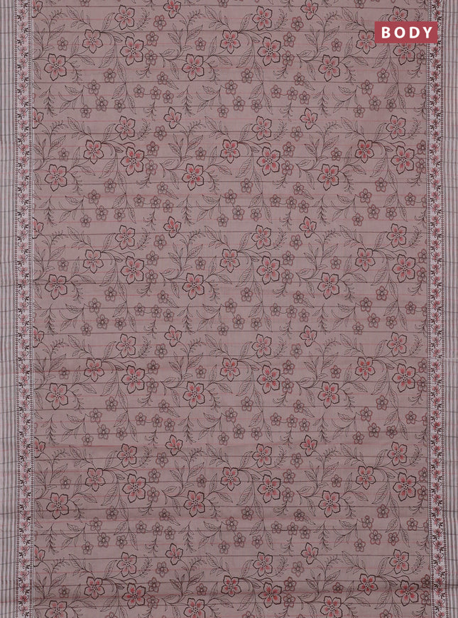 Chirala cotton saree grey with allover prints and printed border