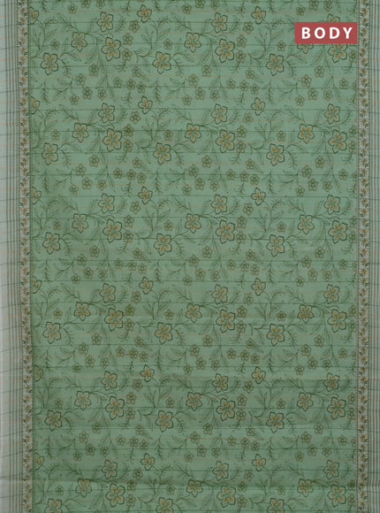 Chirala cotton saree teal green shade with allover prints and printed border