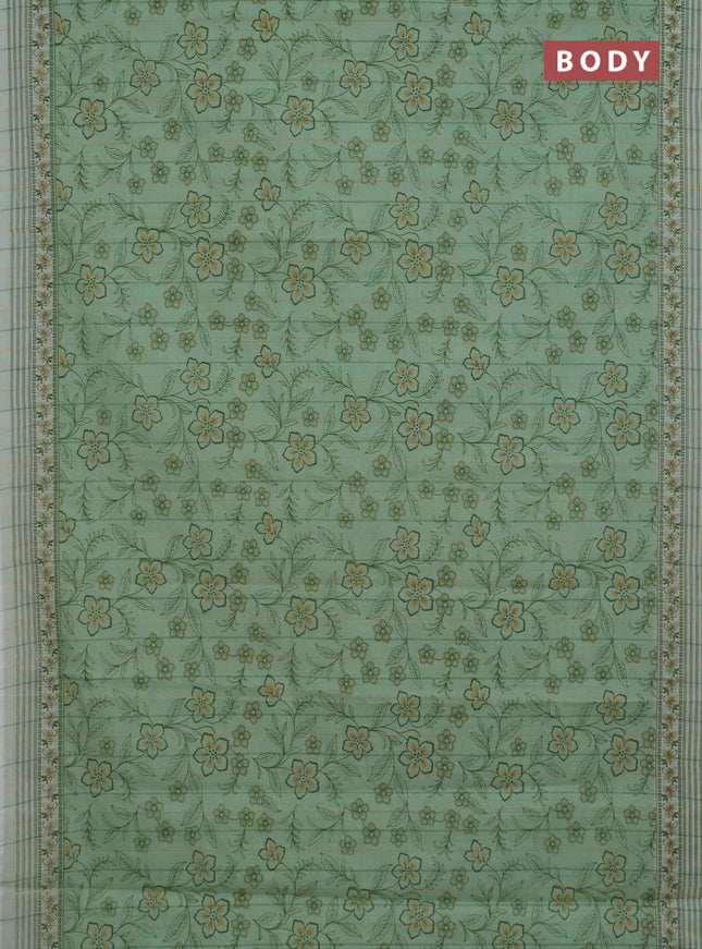 Chirala cotton saree teal green shade with allover prints and printed border