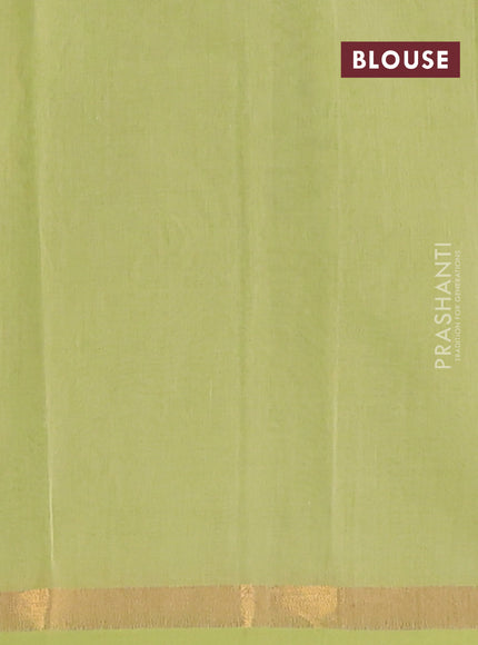 Chirala cotton saree pista green with allover prints and long printed zari border
