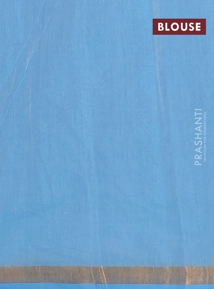 Chirala cotton saree light blue with allover prints and long printed zari border