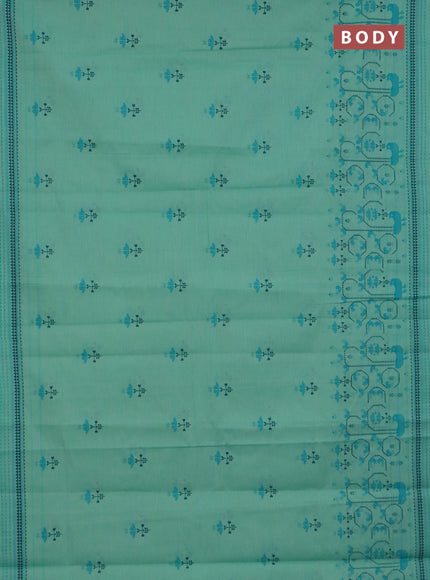 Chirala cotton saree teal green with butta prints and long printed border