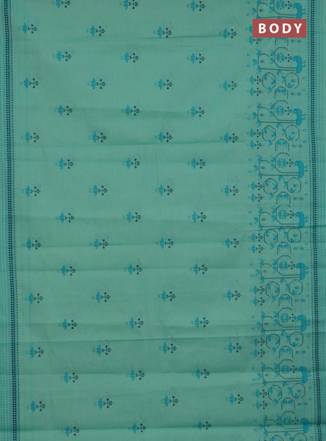 Chirala cotton saree teal green with butta prints and long printed border