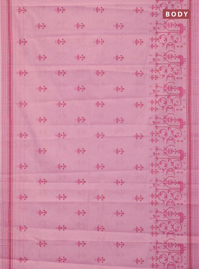 Chirala cotton saree light pink with butta prints and long printed border