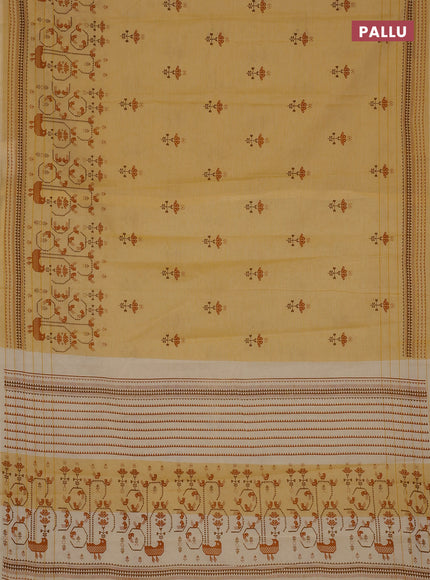 Chirala cotton saree pale yellow with butta prints and long printed border