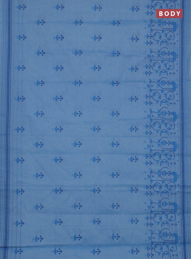 Chirala cotton saree light blue with butta prints and long printed border