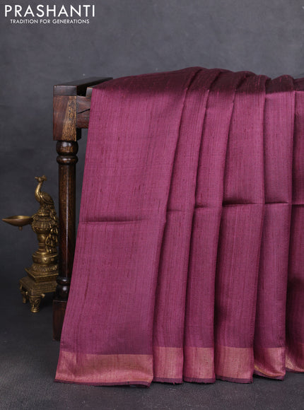 Pure dupion silk saree wine shade and beige with plain body and patola printed pallu
