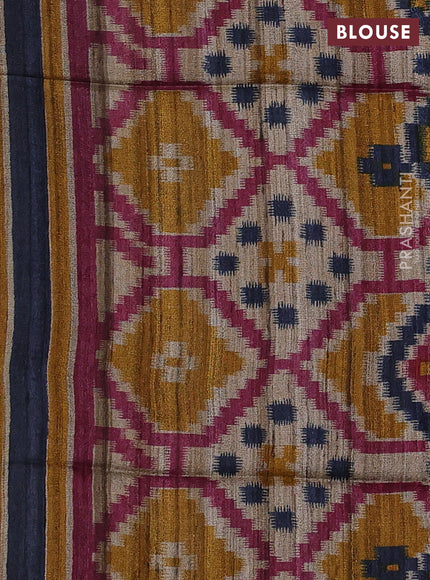 Pure dupion silk saree maroon and beige with plain body and patola printed pallu