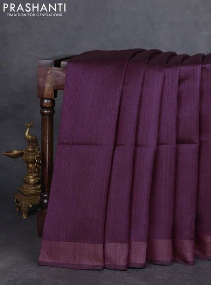 Pure dupion silk saree wine shade and beige with plain body and madhubani printed pallu