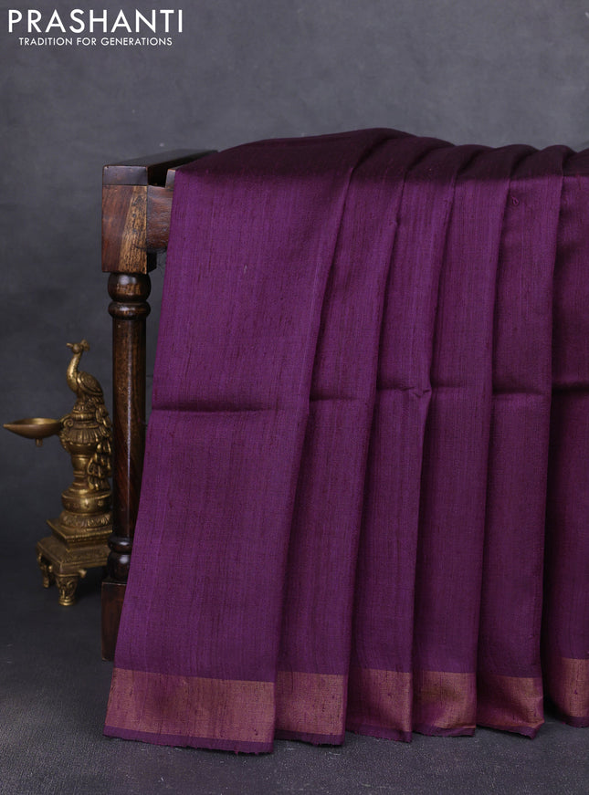 Pure dupion silk saree wine shade and beige with plain body and madhubani printed pallu