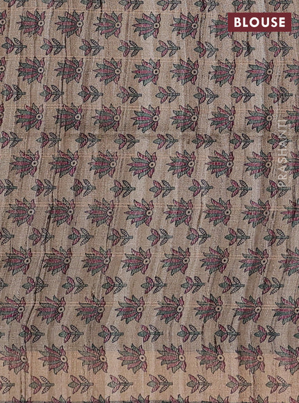 Pure dupion silk saree wine shade and beige with allover zari woven checked pattern and madhubani printed pallu