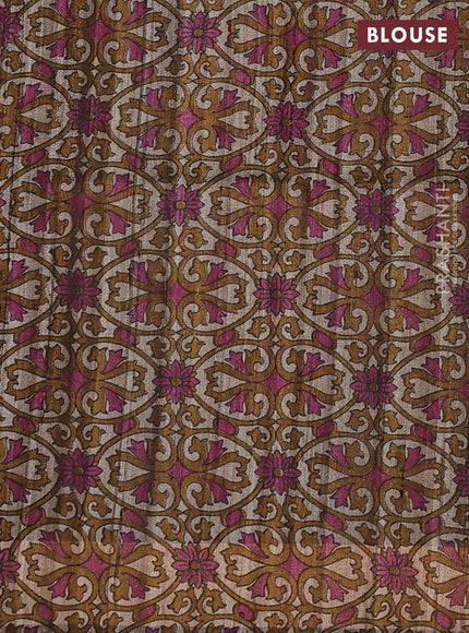 Pure dupion silk saree kumkum red and beige with thread woven buttas and concept printed pallu