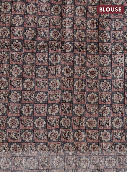 Pure dupion silk saree grey and multi colour with plain body and concept printed pallu