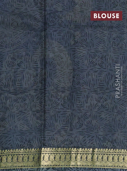 Pure printed silk saree mustard yellow and grey with allover kalamkari prints and zari woven border