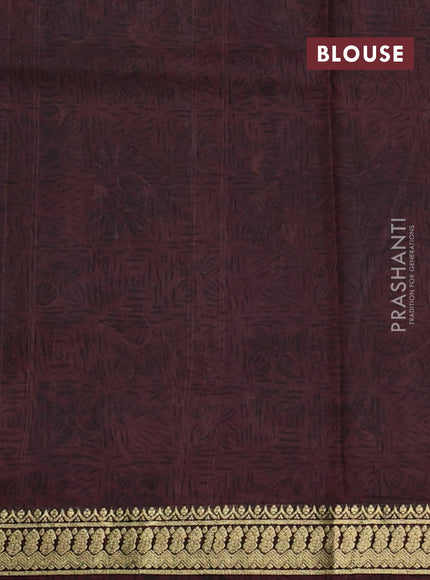 Pure printed silk saree beige and wine shade with allover kalamkari prints and zari woven border