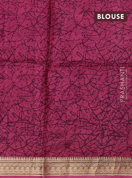 Pure printed silk saree pink with allover prints and madhubani printed zari woven border