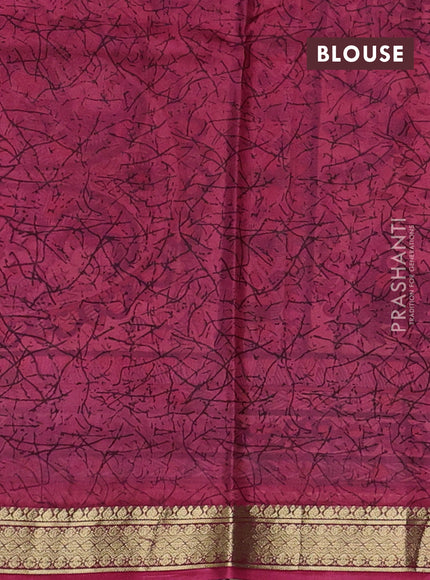 Pure printed silk saree pink with allover prints and madhubani printed zari woven border