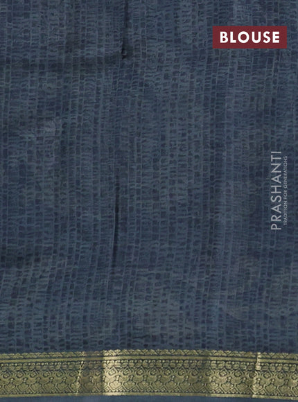 Pure printed silk saree coffee brown and grey with allover kalamkari prints and zari woven border