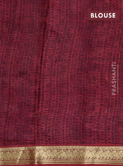 Pure printed silk saree sandal and maroon with allover kalamkari prints and zari woven border
