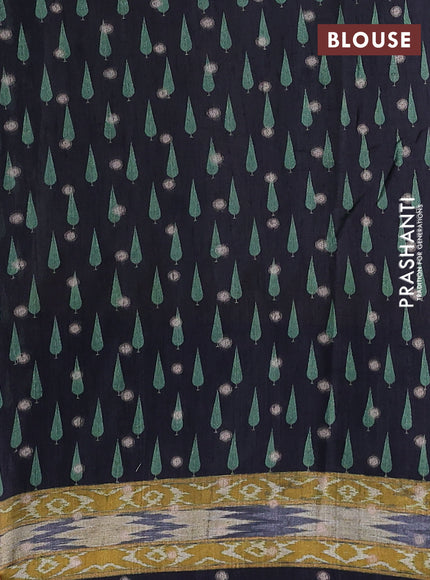 Matka tussar saree beige and mustard yellow with allover thread buttas & butta prints and long temple design printed border