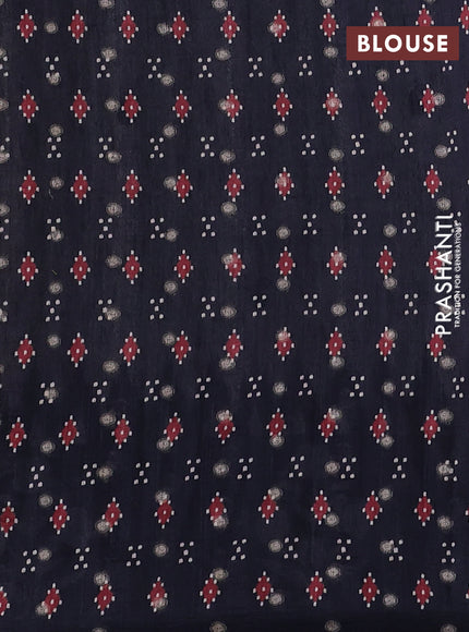 Matka tussar saree beige and black maroon with allover thread buttas & butta prints and long temple design printed border