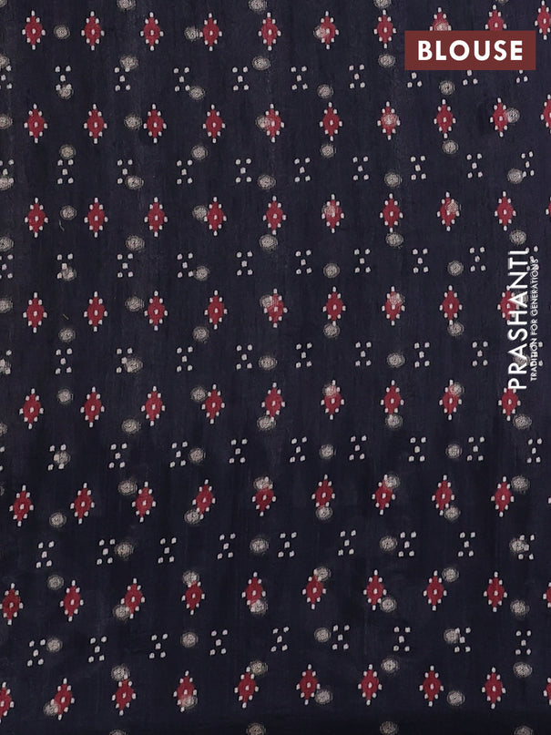 Matka tussar saree beige and black maroon with allover thread buttas & butta prints and long temple design printed border