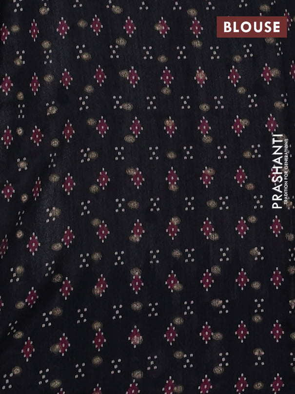 Matka tussar saree beige and purple shade with allover thread buttas & butta prints and long temple design printed border