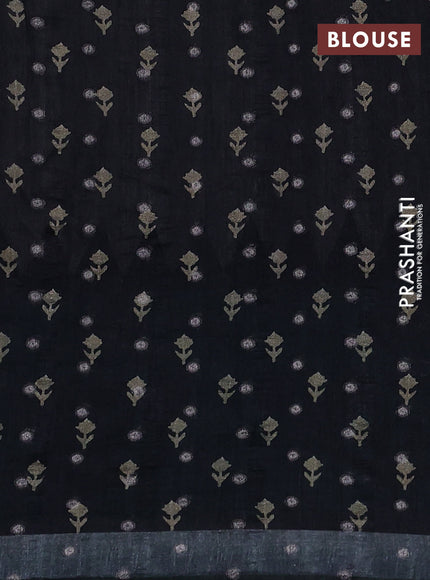 Matka tussar saree beige and teal green with allover thread buttas & butta prints and long temple design printed border