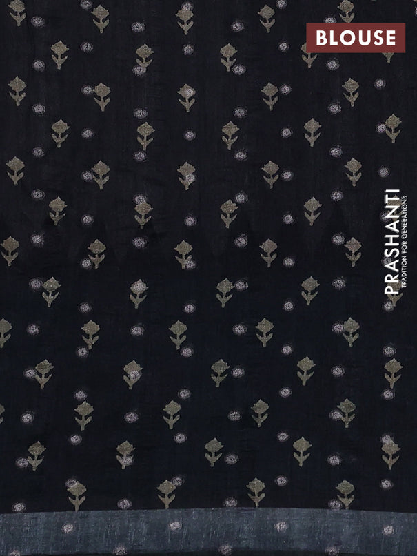 Matka tussar saree beige and teal green with allover thread buttas & butta prints and long temple design printed border