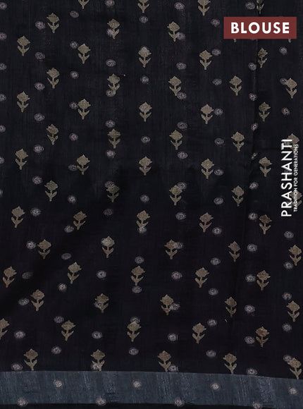 Matka tussar saree beige and dark pink with allover thread buttas & butta prints and long temple design printed border