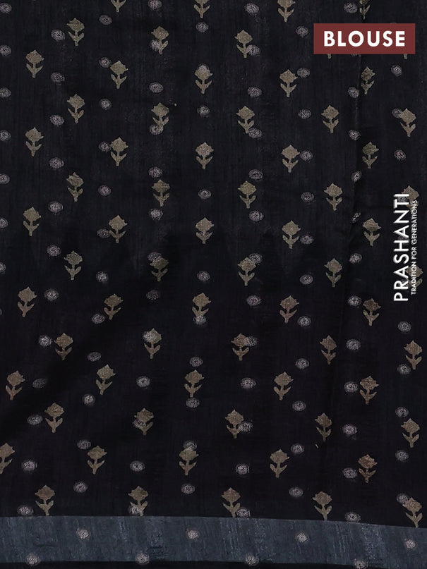Matka tussar saree beige and dark pink with allover thread buttas & butta prints and long temple design printed border