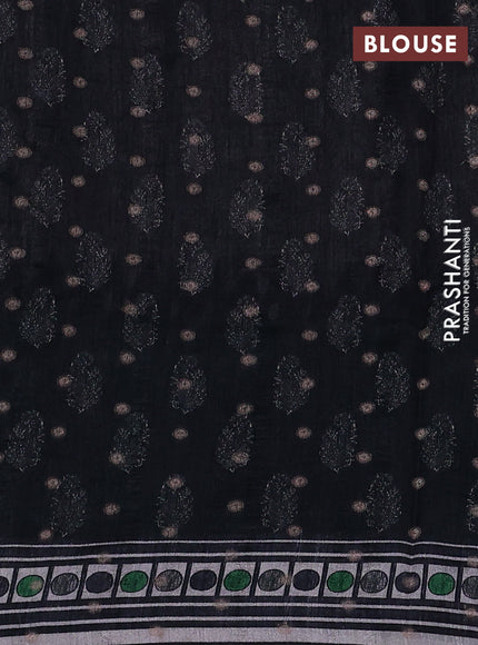 Matka tussar saree beige and teal green with allover thread buttas & butta prints and long temple design printed border