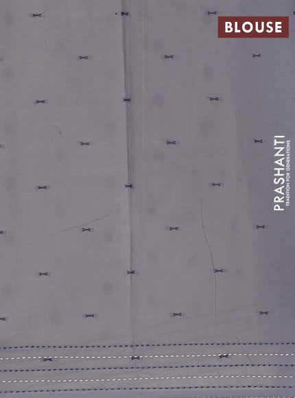Chanderi silk cotton saree cream and grey with thread & zari woven buttas and jamdhani kantha stitch work border