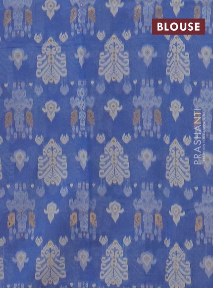 Chanderi silk cotton saree mauve pink and blue shade with thread & zari woven buttas and jamdhani kantha stitch work border