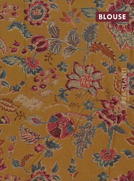 Chanderi silk cotton saree cream and mustard yellow with thread & zari woven buttas and jamdhani kantha stitch work border