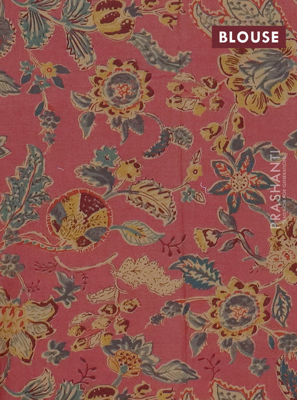 Chanderi silk cotton saree cream and pastel maroon shade with thread & zari woven buttas and jamdhani kantha stitch work border