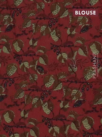 Chanderi silk cotton saree cream and maroon with thread & zari woven buttas and jamdhani kantha stitch work border
