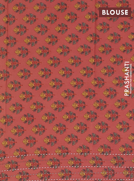 Chanderi silk cotton saree cream and maroon shade with thread & zari woven buttas and jamdhani kantha stitch work border