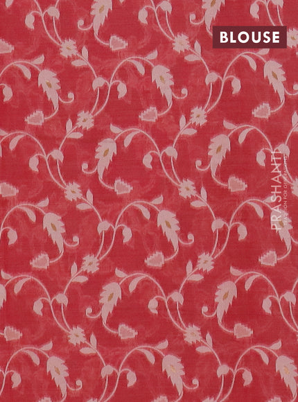 Chanderi silk cotton saree maroon and cream with thread & zari woven buttas and jamdhani kantha stitch work border