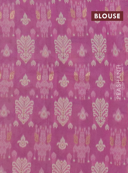 Chanderi silk cotton saree cream and pink with allover thread & zari woven buttas and jamdhani kantha stitch work border