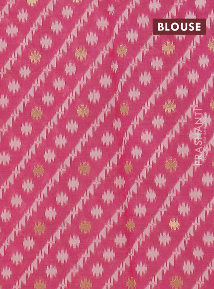 Chanderi silk cotton saree pink and cream with allover thread & zari woven buttas and jamdhani kantha stitch work border