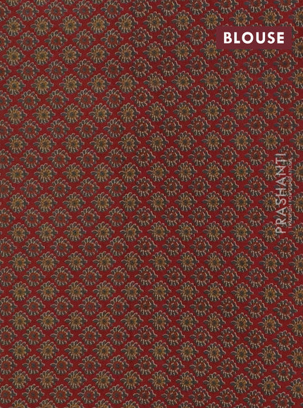 Chanderi silk cotton saree beige and maroon with allover thread & zari woven buttas and jamdhani kantha stitch work border