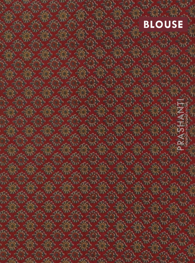 Chanderi silk cotton saree beige and maroon with allover thread & zari woven buttas and jamdhani kantha stitch work border