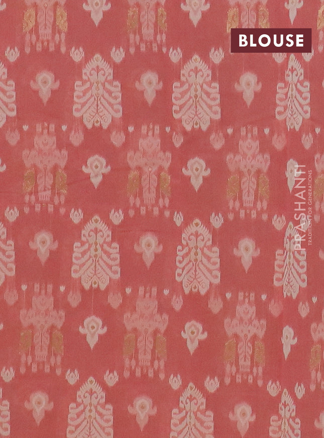 Chanderi silk cotton saree beige and dark peach with allover thread woven buttas and jamdhani kantha stitch work border