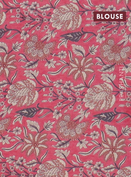 Chanderi silk cotton saree beige and peach pink with allover thread woven buttas and jamdhani kantha stitch work border