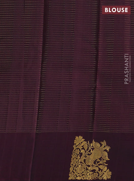 Pure kanchipuram silk saree rust shade and wine shade with allover small zari woven checked pattern and rich zari woven butta border