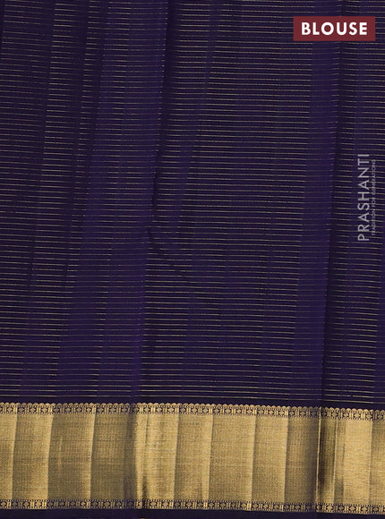 Pure kanchipuram silk saree lime yellow and dark blue with allover small zari woven checked pattern and rich zari woven border