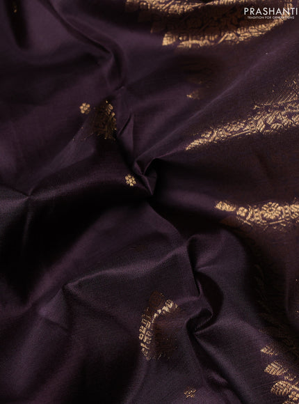 Pure kanchipuram silk saree coffee brown with zari woven buttas and rich zari woven border