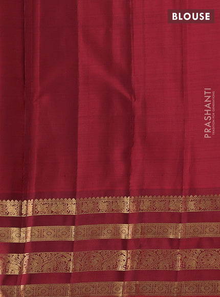 Pure kanchipuram silk saree coffee brown and maroon with zari woven buttas and rich zari woven border