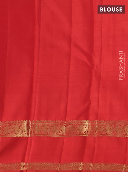 Pure kanchipuram silk saree rustic orange with allover small zari checks & buttas and rettapet zari woven border